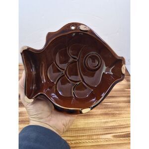 Vintage West German Brown Earthenware Fish Ceramic Pudding Pastry Mold W Germany